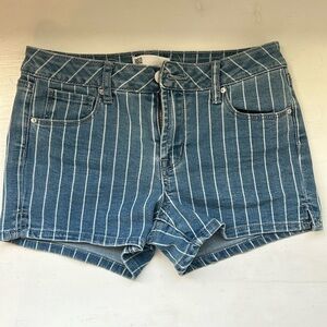 Blue and White pinstripe jean shorts